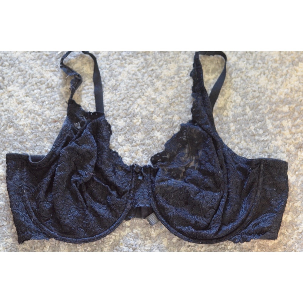 Smart & Sexy Lace Bra 44DD  Black Unlined Cup Underwire Adjustable Strap